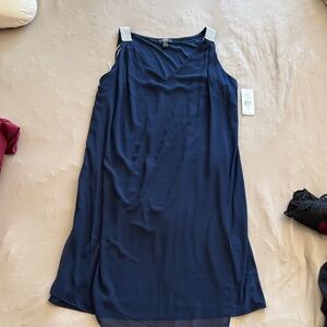MSK Navy Blue Sleeveless Shift Dress with Embellished Shoulders